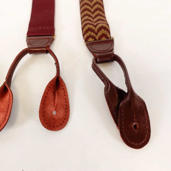 CAS GERMANY Men's Red Khaki Suspender Button Y Back Weaving Gold Hardware Buckle - Picture 4 of 11